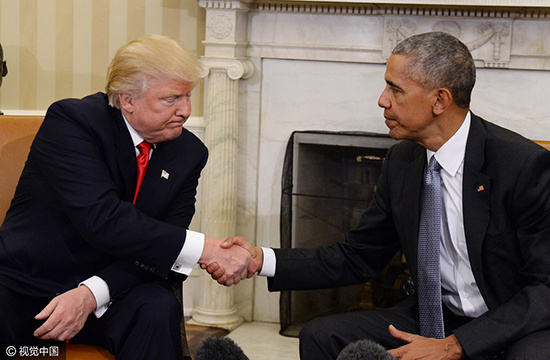 美国总统权力交接:奥巴马使绊特朗普