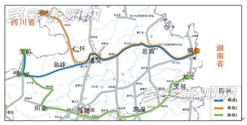 路线2:湖南省湘西州经杭瑞高速大思段铜仁大兴收费站进入贵州省,经图片